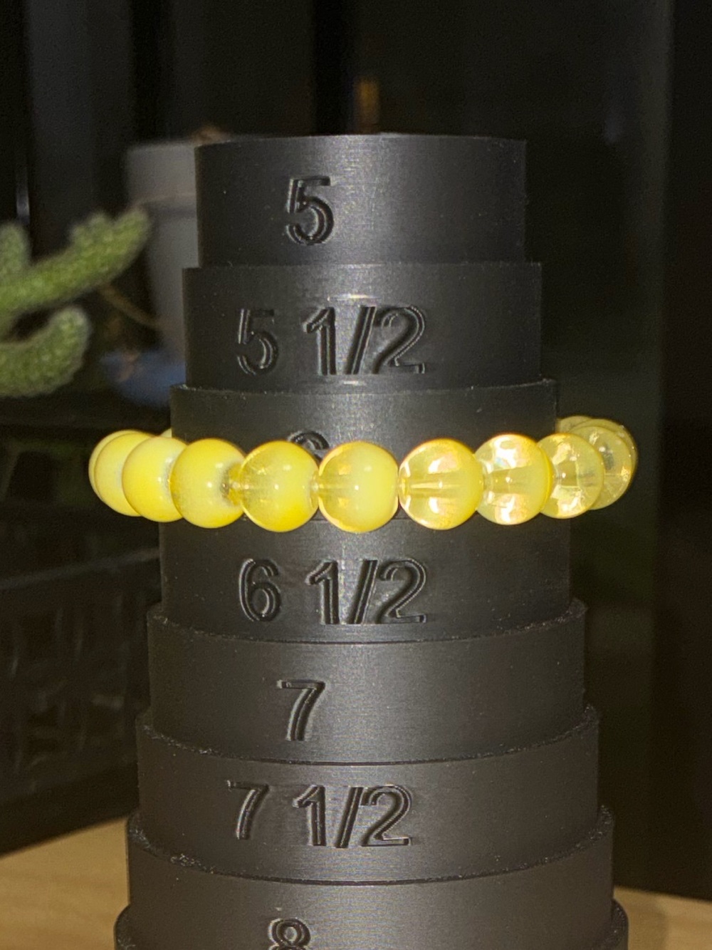 Yellow Glass Beaded Stretch Bracelet - Unbranded